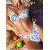 imageFloerns Womens Floral Frill Trim Underwire High Cut Two Piece Bikini SwimsuitPurple Blue
