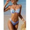imageFloerns Womens Floral Frill Trim Underwire High Cut Two Piece Bikini SwimsuitPurple Blue