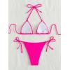 imageFloerns Womens Floral Frill Trim Underwire High Cut Two Piece Bikini SwimsuitRose Pink