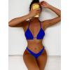 imageFloerns Womens Floral Frill Trim Underwire High Cut Two Piece Bikini SwimsuitRoyal Blue