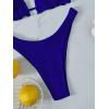 imageFloerns Womens Floral Frill Trim Underwire High Cut Two Piece Bikini SwimsuitRoyal Blue
