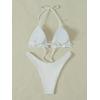 imageFloerns Womens Floral Frill Trim Underwire High Cut Two Piece Bikini SwimsuitWhite