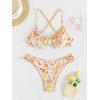 imageFloerns Womens Floral Frill Trim Underwire High Cut Two Piece Bikini SwimsuitYellow Multi
