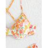 imageFloerns Womens Floral Frill Trim Underwire High Cut Two Piece Bikini SwimsuitYellow Multi