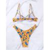 imageFloerns Womens Floral Frill Trim Underwire High Cut Two Piece Bikini SwimsuitYellow and Blue