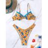 imageFloerns Womens Floral Frill Trim Underwire High Cut Two Piece Bikini SwimsuitYellow and Blue