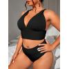 imageFloerns Womens Plus Size 2 Piece Swimwear Criss Cross Rib Knit Bikini SwimsuitBlack