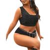 imageFloerns Womens Plus Size 2 Piece Swimwear Criss Cross Rib Knit Bikini SwimsuitBlack Ink