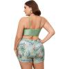 imageFloerns Womens Plus Size 3 Piece Drawstring Ruched Shorts Swimsuit Kimono Cover UpMint Green