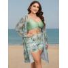 imageFloerns Womens Plus Size 3 Piece Drawstring Ruched Shorts Swimsuit Kimono Cover UpMint Green