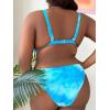 imageFloerns Womens Plus Size V Neck Triangle Bikini Set Ribbed 2 Piece Bathing SuitBlue Sky