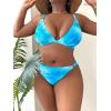 imageFloerns Womens Plus Size V Neck Triangle Bikini Set Ribbed 2 Piece Bathing SuitBlue Sky