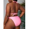 imageFloerns Womens Plus Size V Neck Triangle Bikini Set Ribbed 2 Piece Bathing SuitLight Pink