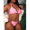 imageFloerns Womens Plus Size V Neck Triangle Bikini Set Ribbed 2 Piece Bathing SuitLight Pink