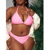 imageFloerns Womens Plus Size V Neck Triangle Bikini Set Ribbed 2 Piece Bathing SuitLight Pink