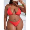 imageFloerns Womens Plus Size V Neck Triangle Bikini Set Ribbed 2 Piece Bathing SuitRed
