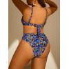 imageFloerns Womens Plus Size V Neck Triangle Bikini Set Ribbed 2 Piece Bathing SuitRoyal Blue