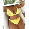 imageFloerns Womens Plus Size V Neck Triangle Bikini Set Ribbed 2 Piece Bathing SuitYellow