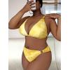 imageFloerns Womens Plus Size V Neck Triangle Bikini Set Ribbed 2 Piece Bathing SuitYellow