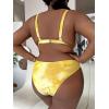 imageFloerns Womens Plus Size V Neck Triangle Bikini Set Ribbed 2 Piece Bathing SuitYellow