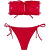 imageFloerns Womens Tie Back Ruched Bandeau with Cheeky Thong Bikini Bathing SuitA B Red