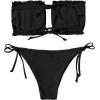 imageFloerns Womens Tie Back Ruched Bandeau with Cheeky Thong Bikini Bathing SuitBlack