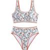 imageFloerns Womens 2 Piece Bathing Suit Floral Print Contrast Trim Tankini SwimsuitRed