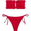 imageFloerns Womens Tie Back Ruched Bandeau with Cheeky Thong Bikini Bathing SuitA B Red