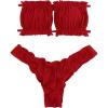 imageFloerns Womens Tie Back Ruched Bandeau with Cheeky Thong Bikini Bathing SuitBurgundy