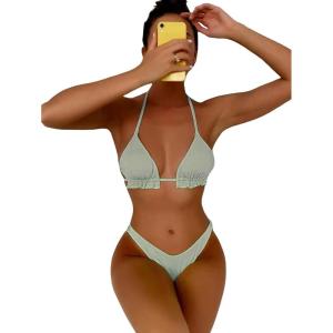 imageFloerns Womens Floral Frill Trim Underwire High Cut Two Piece Bikini SwimsuitLight Grey