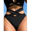 imageFloerns Womens 2 Piece Bathing Suit Cut Out Criss Cross Halter Bikini SetBlack