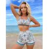 imageFloerns Womens 2 Piece Bathing Suit Scoop Neck Bikini Shorts Tankini SwimsuitBlue Paisley