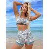 imageFloerns Womens 2 Piece Bathing Suit Scoop Neck Bikini Shorts Tankini SwimsuitBlue Paisley