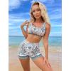 imageFloerns Womens 2 Piece Bathing Suit Scoop Neck Bikini Shorts Tankini SwimsuitBlue Paisley