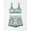 imageFloerns Womens 2 Piece Bathing Suit Scoop Neck Bikini Shorts Tankini SwimsuitGreen