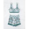 imageFloerns Womens 2 Piece Bathing Suit Scoop Neck Bikini Shorts Tankini SwimsuitGreen Paisley