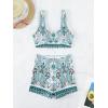 imageFloerns Womens 2 Piece Bathing Suit Scoop Neck Bikini Shorts Tankini SwimsuitGreen Paisley