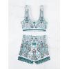 imageFloerns Womens 2 Piece Bathing Suit Scoop Neck Bikini Shorts Tankini SwimsuitGreen Paisley