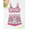 imageFloerns Womens 2 Piece Bathing Suit Scoop Neck Bikini Shorts Tankini SwimsuitHot Pink