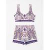 imageFloerns Womens 2 Piece Bathing Suit Scoop Neck Bikini Shorts Tankini SwimsuitPurple