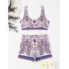 imageFloerns Womens 2 Piece Bathing Suit Scoop Neck Bikini Shorts Tankini SwimsuitPurple