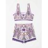 imageFloerns Womens 2 Piece Bathing Suit Scoop Neck Bikini Shorts Tankini SwimsuitPurple