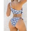 imageFloerns Womens 2 Piece Bikini Set Boho Floral Print One Shoulder Bikini Bra and Tie Side ThongsBlue