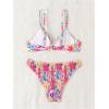 imageFloerns Womens 2 Piece Bikini Swimsuit Allover Print Push Up High Waisted SwimwearBlue Multi
