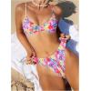 imageFloerns Womens 2 Piece Bikini Swimsuit Allover Print Push Up High Waisted SwimwearBlue Multi