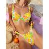 imageFloerns Womens 2 Piece Bikini Swimsuit Allover Print Push Up High Waisted SwimwearYellow