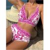 imageFloerns Womens 2 Piece Boho Floral Print V Neck Bra and High Waist Bottoms Bikini SetPurple