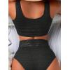 imageFloerns Womens 2 Piece Boho V Neck Bra and High Waist Bottoms Bikini Swimsuit SetBlack