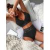 imageFloerns Womens 2 Piece Boho V Neck Bra and High Waist Bottoms Bikini Swimsuit SetBlack