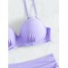 imageFloerns Womens 2 Piece Ruched High Waisted Push Up Spaghetti Strap Bikini SwimsuitLilac Purple